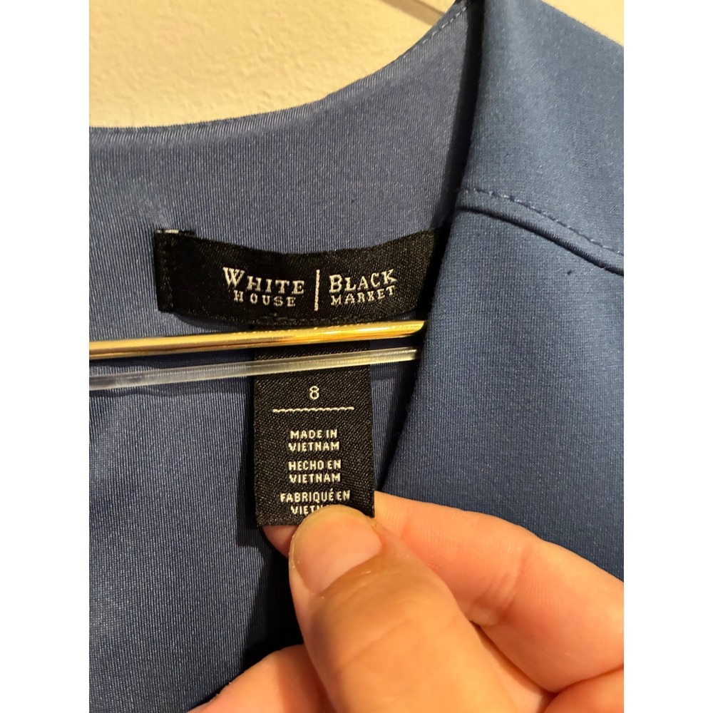 White House Black Market Slate Blue V-Neck Sheath Dress Size 8 Exposed Zipper - Picture 5 of 11